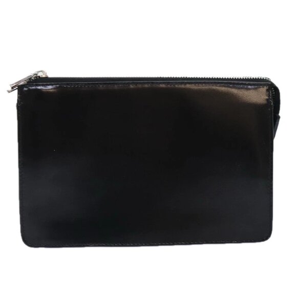 Gucci Handbags - GUCCI Pouch Leather Black Silver Auth yk15398